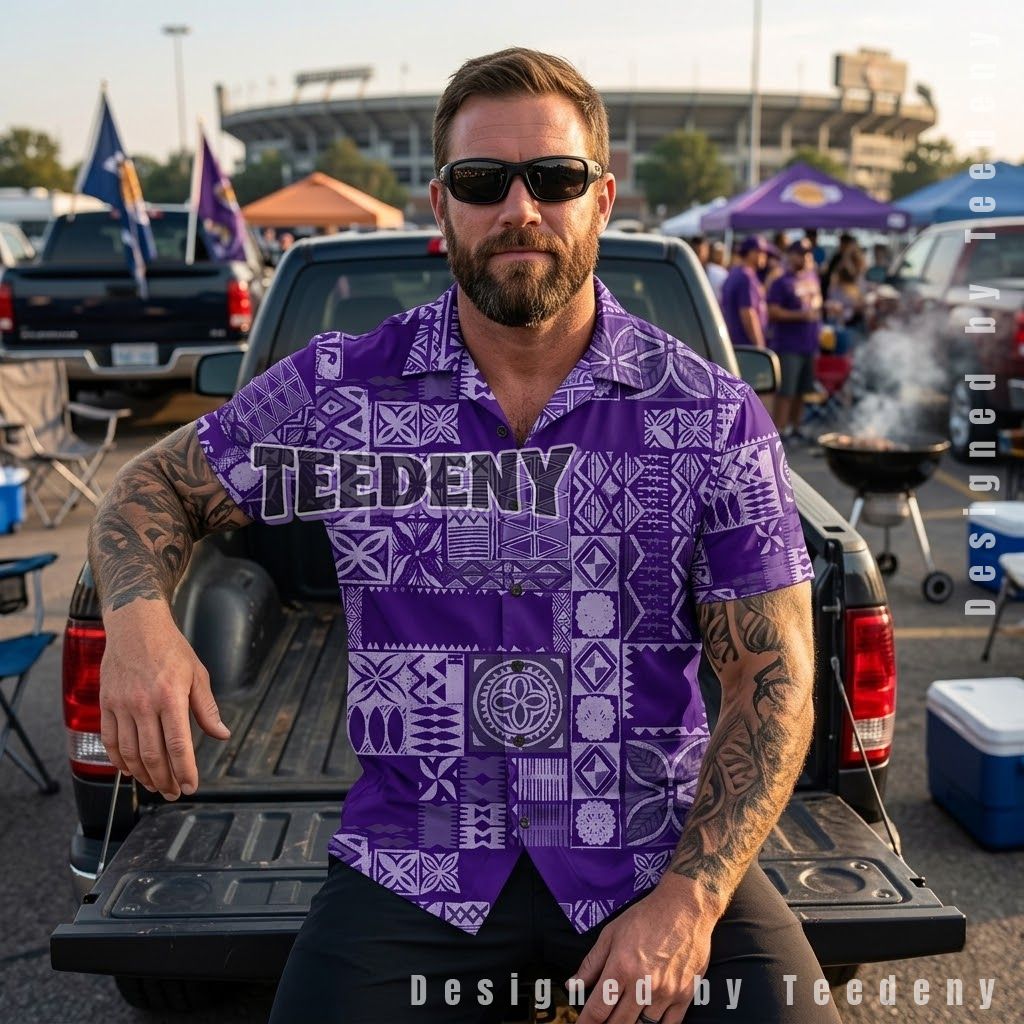 Los Angeles Lakers Tapa Purple Hawaiian Shirt Front