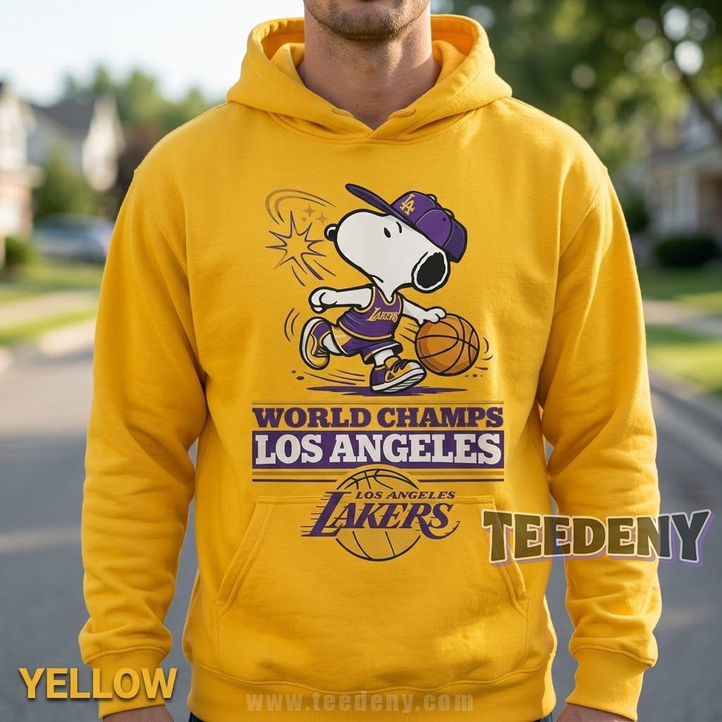 Los Angeles Lakers World Champs Snoopy Graphic Hoodie Los Angeles Lakers World Champs Snoopy Graphic Hoodie