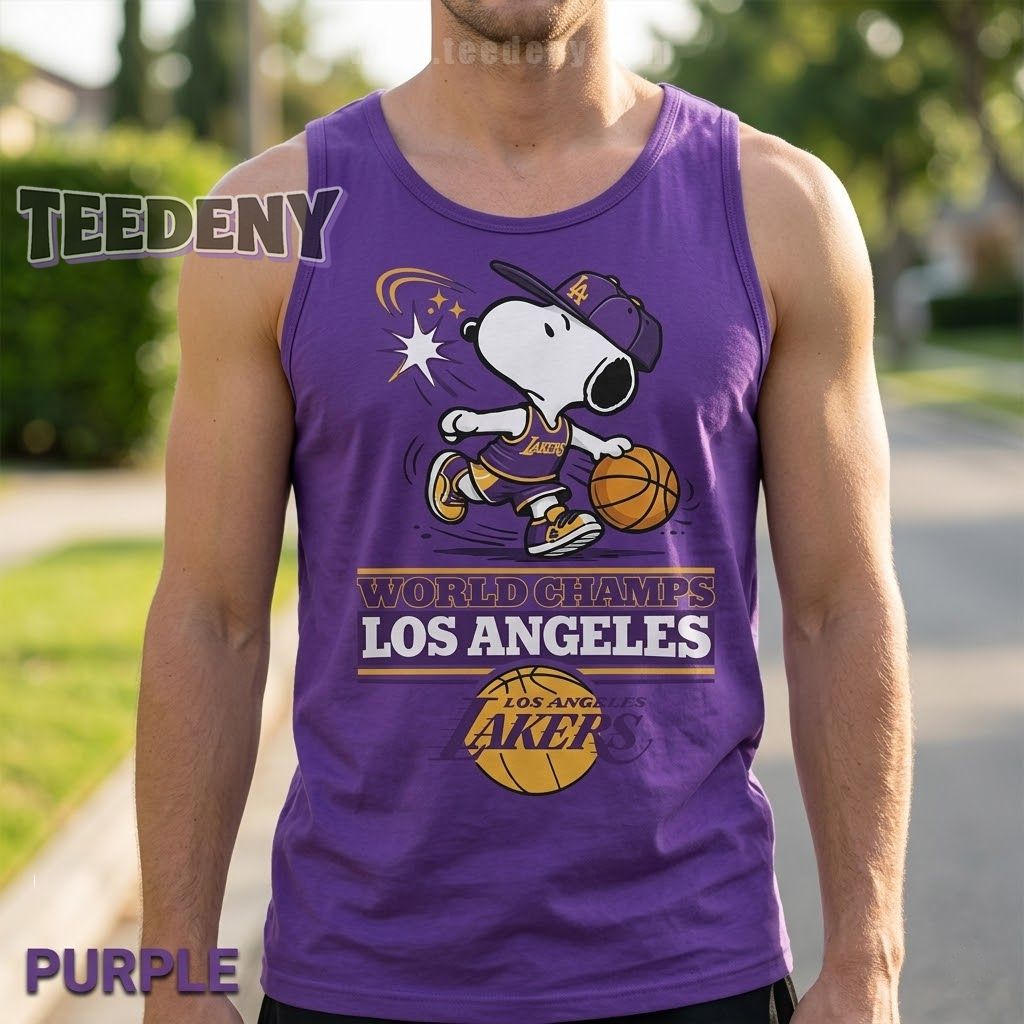 Los Angeles Lakers World Champs Snoopy Graphic Tanktop Los Angeles Lakers World Champs Snoopy Graphic Tanktop