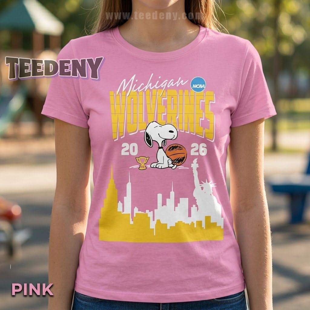 Michigan Wolverines Basketball 2026 NCAA March Madness Skyline Snoopy T-Shirt