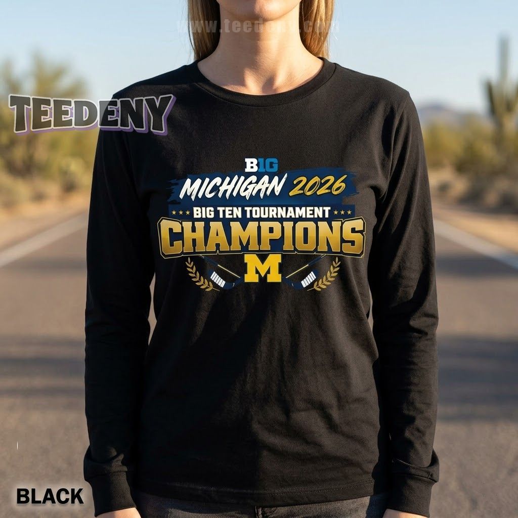 Michigan Wolverines Big Ten Ice Hockey Tournament Champions 2026 Celebration Long Sleeve Michigan Wolverines Big Ten Ice Hockey Tournament Champions 2026 Celebration Long Sleeve