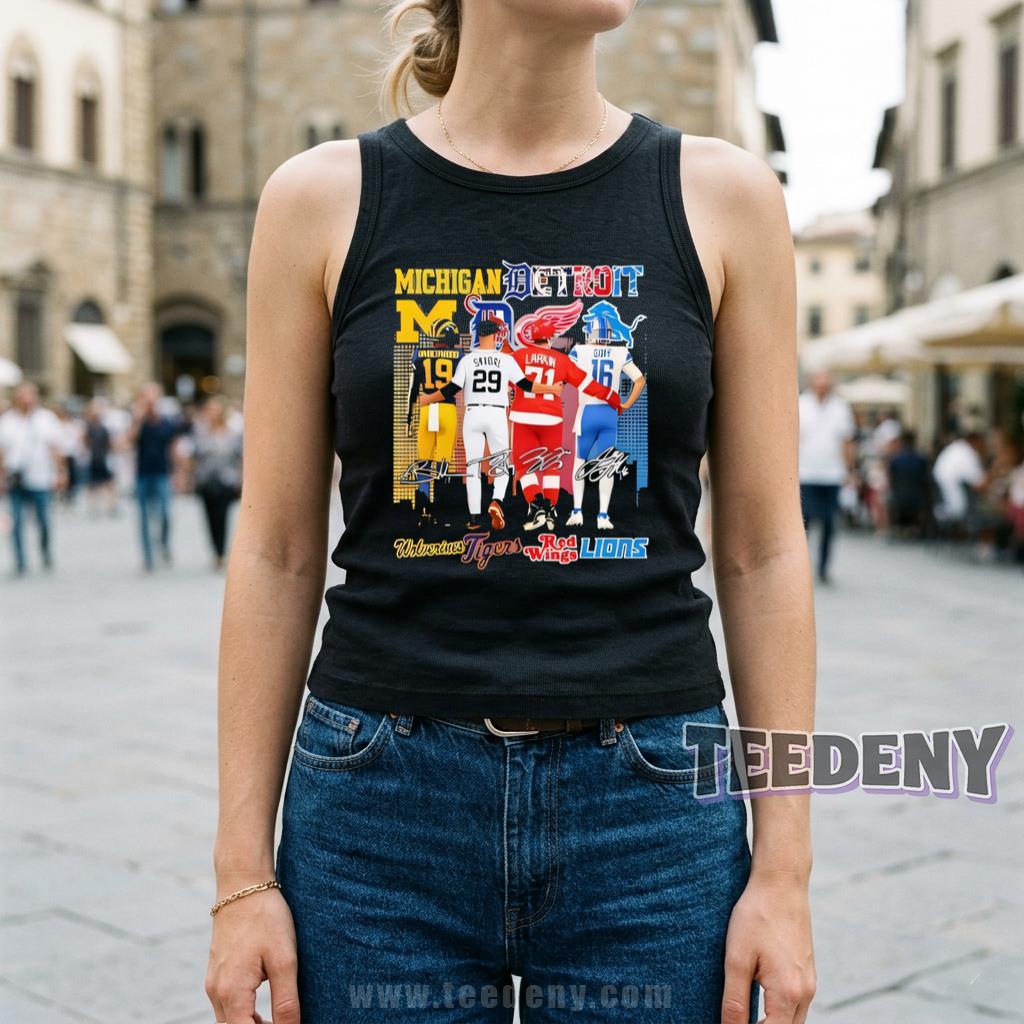 Michigan Wolverines Detroit Tigers Red Wings Lions All Teams Players Signatures Tanktop Michigan Wolverines Detroit Tigers Red Wings Lions All Teams Players Signatures Tanktop