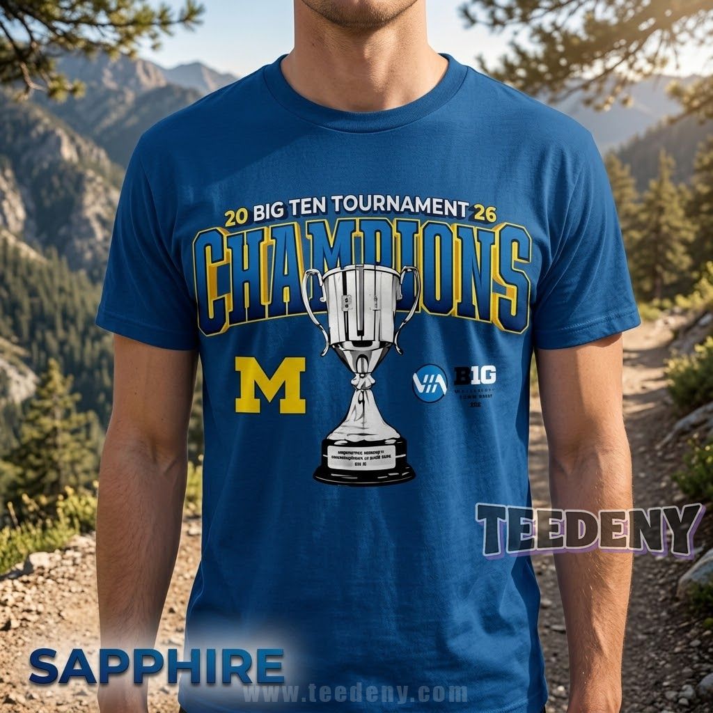 Michigan Wolverines Hockey Big Ten Tournament Champions 2026 Arena T-Shirt