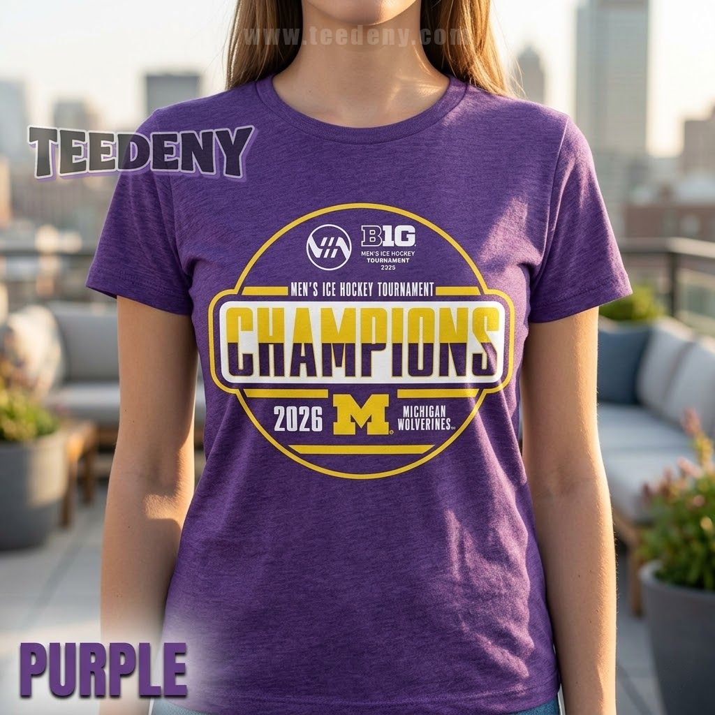 Michigan Wolverines Hockey Big Ten Tournament Champions 2026 Locker Room T-Shirt