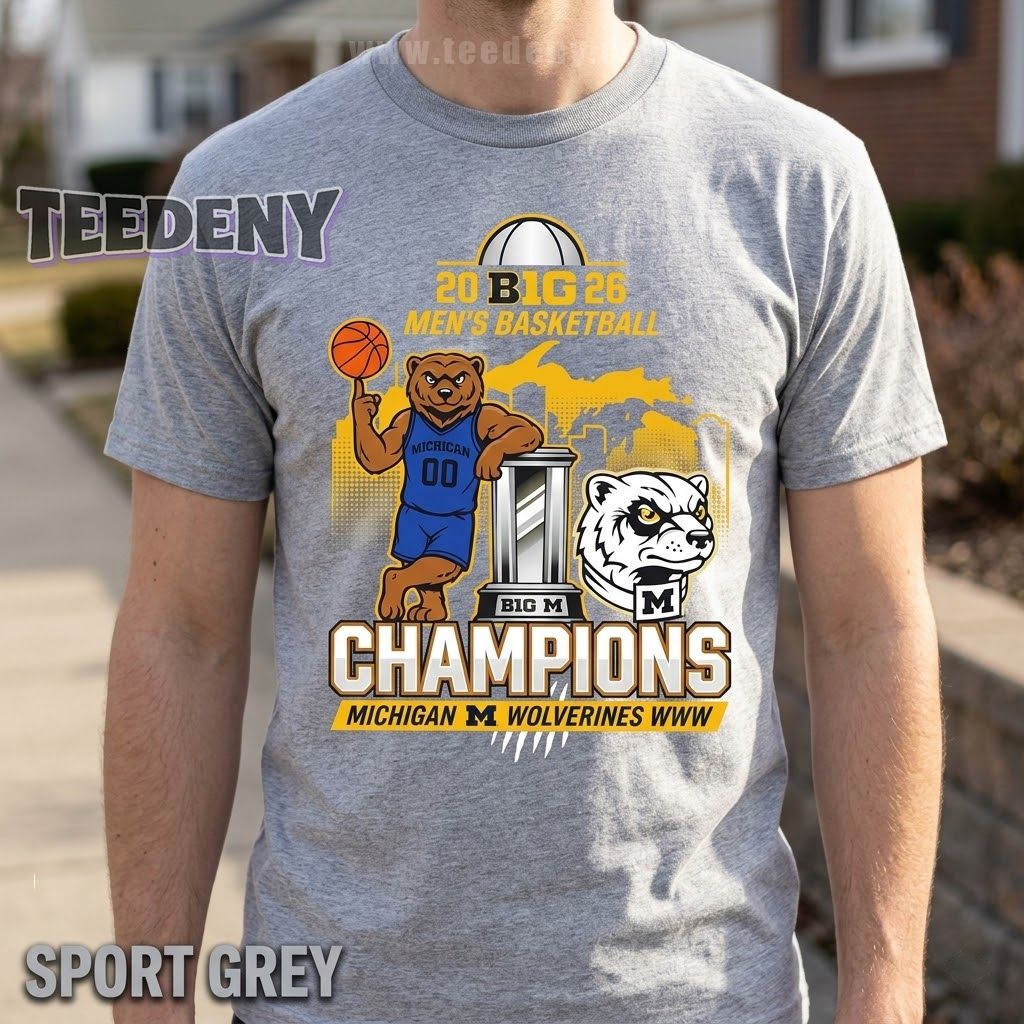 Michigan Wolverines Men’s Basketball Champions 2026 Mascot Trophy T-Shirt
