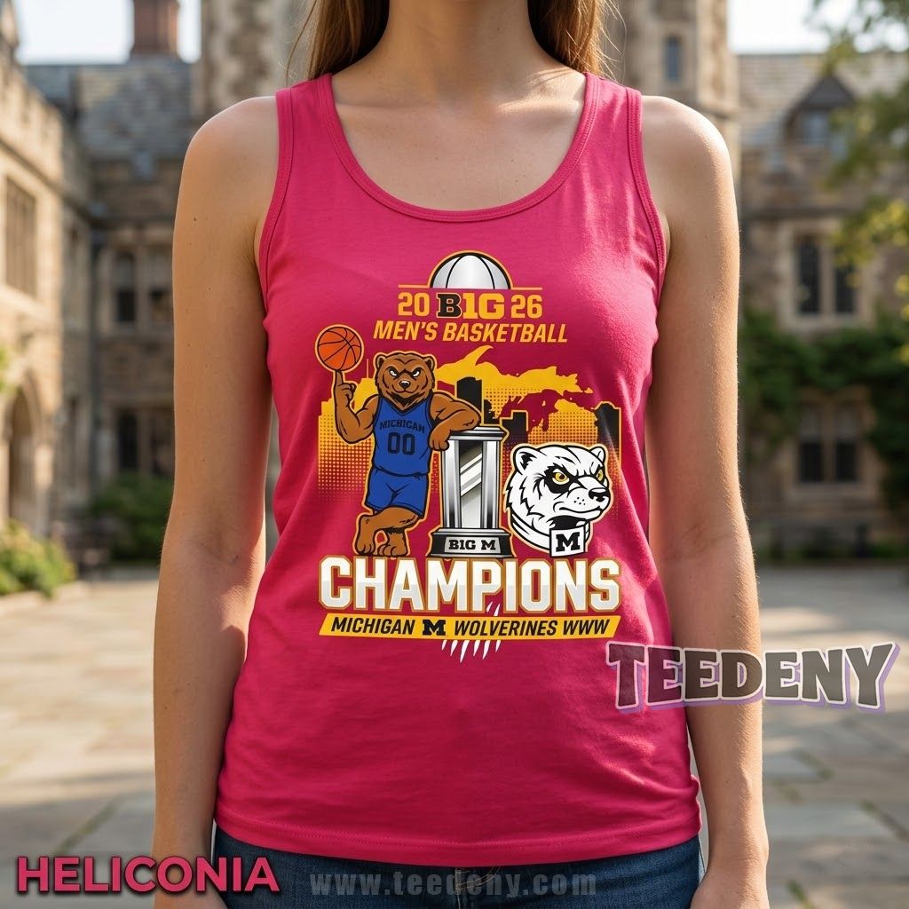 Michigan Wolverines Men’s Basketball Champions 2026 Mascot Trophy Tanktop Michigan Wolverines Men’s Basketball Champions 2026 Mascot Trophy Tanktop