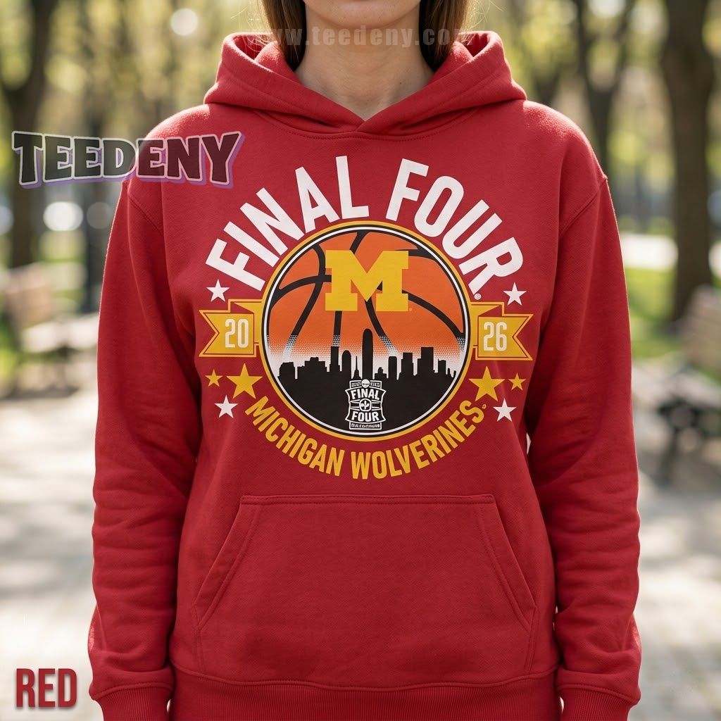 Michigan Wolverines Men’s Basketball Final Four 2026 Skyline Hoodie Michigan Wolverines Men’s Basketball Final Four 2026 Skyline Hoodie