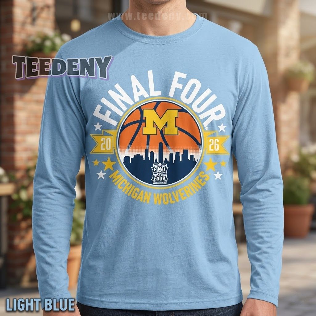Michigan Wolverines Men’s Basketball Final Four 2026 Skyline Long Sleeve Michigan Wolverines Men’s Basketball Final Four 2026 Skyline Long Sleeve