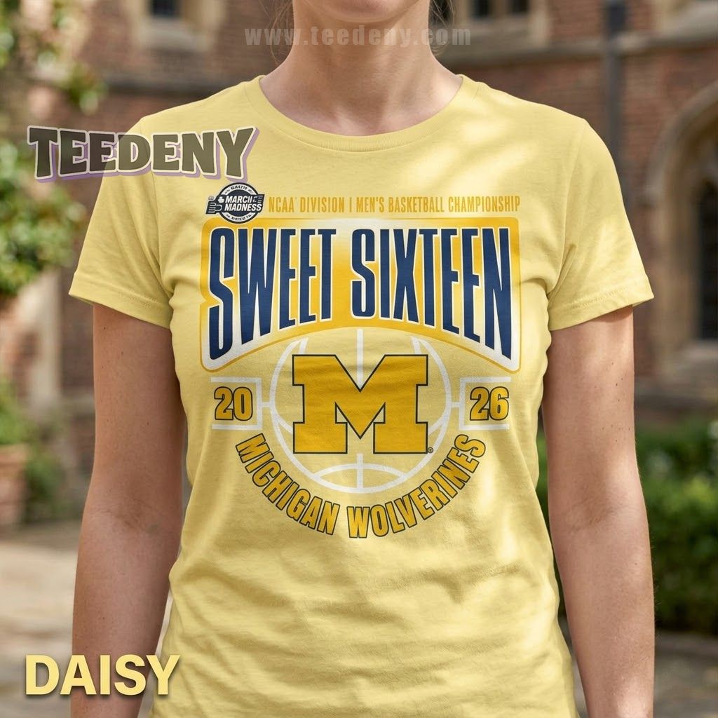 Michigan Wolverines Men’s Basketball March Madness Sweet 16 2026 Bracket T-Shirt
