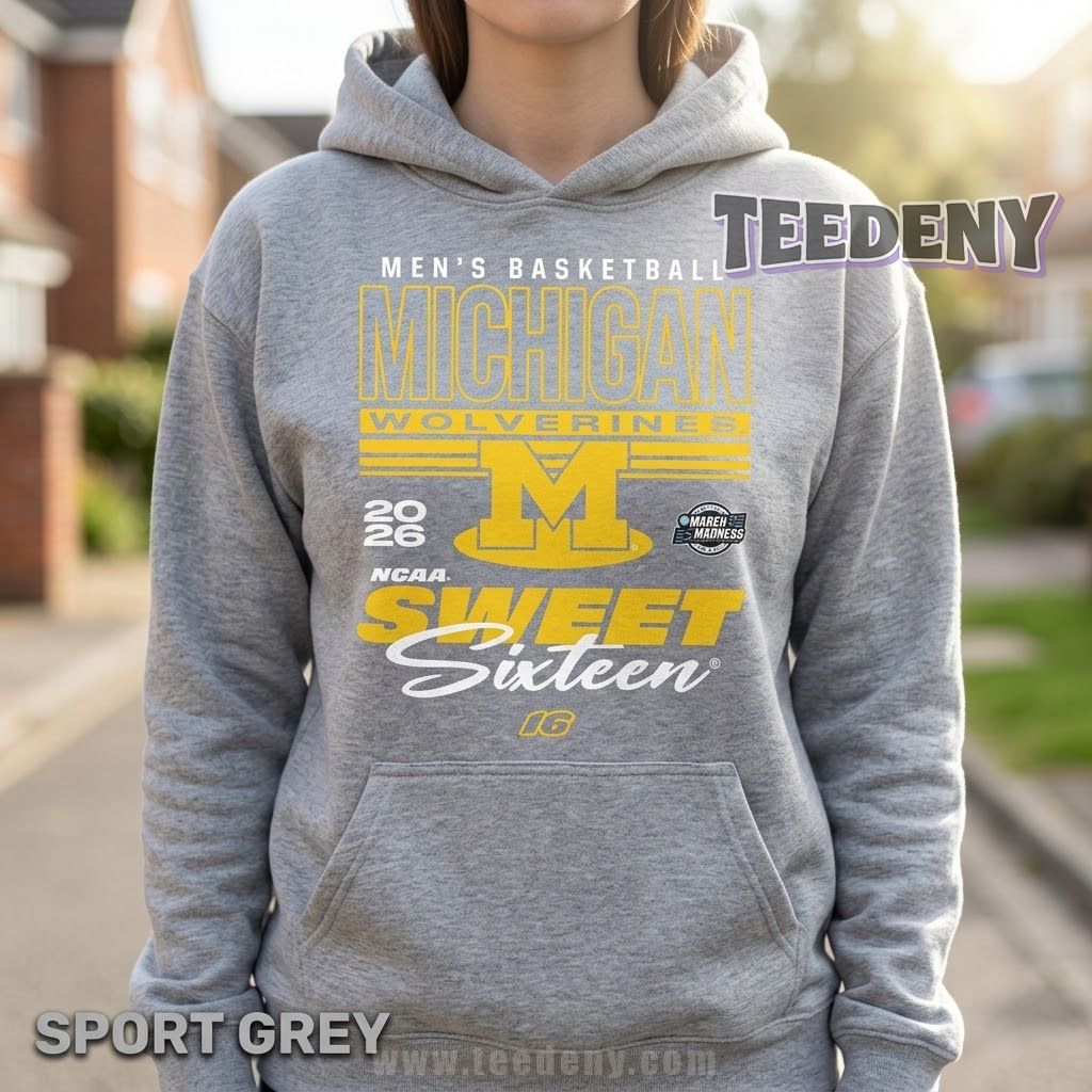 Michigan Wolverines Men’s Basketball NCAA March Madness Sweet 16 2026 Game Hoodie Michigan Wolverines Men’s Basketball NCAA March Madness Sweet 16 2026 Game Hoodie