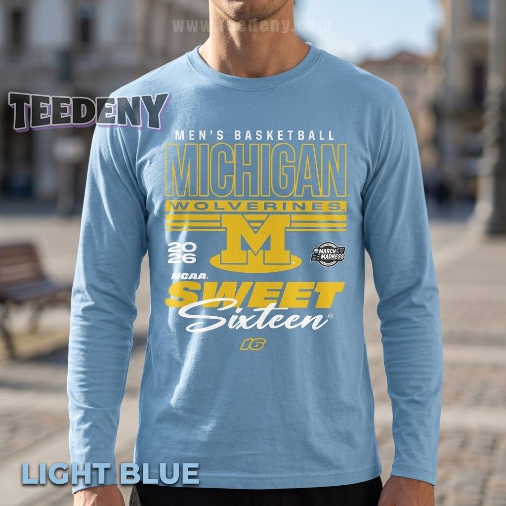 Michigan Wolverines Men’s Basketball NCAA March Madness Sweet 16 2026 Game Long Sleeve Michigan Wolverines Men’s Basketball NCAA March Madness Sweet 16 2026 Game Long Sleeve