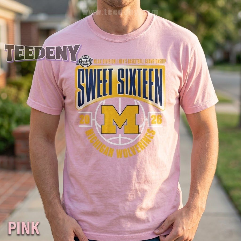 Michigan Wolverines Men’s Basketball NCAA Tournament March Madness Sweet 16 2026 Logo T-Shirt