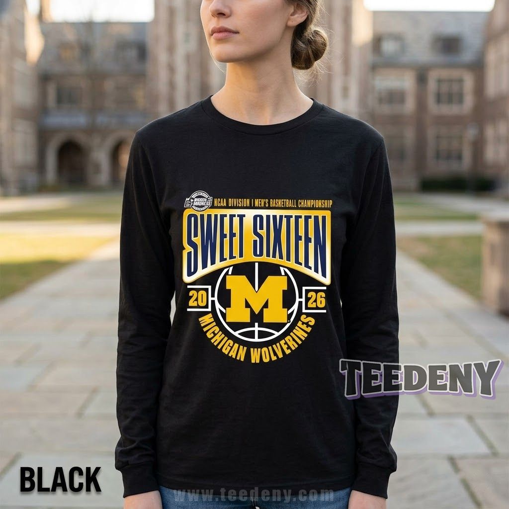 Michigan Wolverines Men’s Basketball NCAA Tournament March Madness Sweet 16 2026 Logo Long Sleeve Michigan Wolverines Men’s Basketball NCAA Tournament March Madness Sweet 16 2026 Logo Long Sleeve