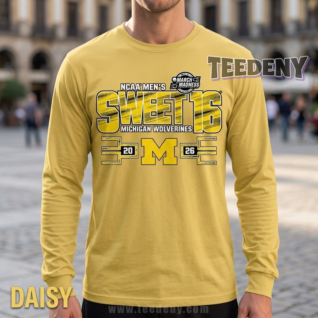 Michigan Wolverines Men’s Basketball Sweet 16 2026 March Madness Court Long Sleeve Michigan Wolverines Men’s Basketball Sweet 16 2026 March Madness Court Long Sleeve