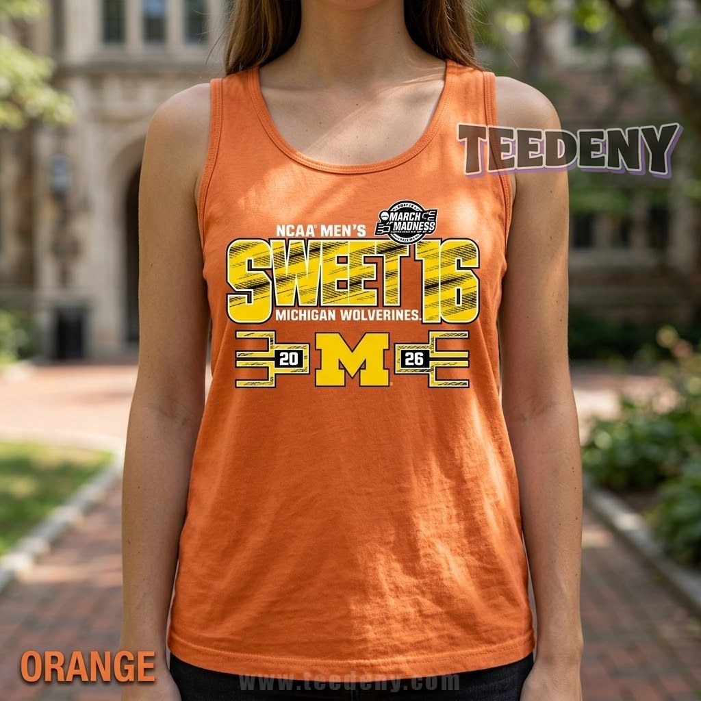 Michigan Wolverines Men’s Basketball Sweet 16 2026 March Madness Court Tanktop Michigan Wolverines Men’s Basketball Sweet 16 2026 March Madness Court Tanktop