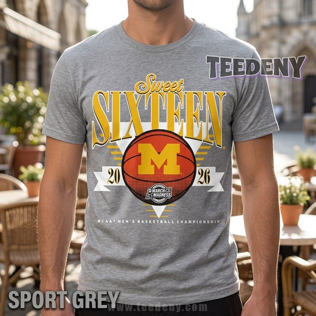 Michigan Wolverines Men’s Basketball Sweet Sixteen 2026 NCAA Tournament March Madness Retro T-Shirt