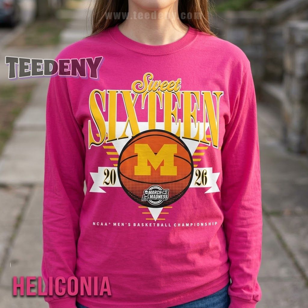 Michigan Wolverines Men’s Basketball Sweet Sixteen 2026 NCAA Tournament March Madness Retro Long Sleeve Michigan Wolverines Men’s Basketball Sweet Sixteen 2026 NCAA Tournament March Madness Retro Long Sleeve