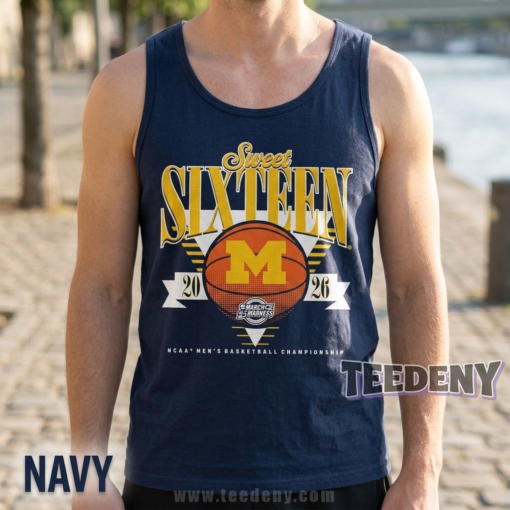 Michigan Wolverines Men’s Basketball Sweet Sixteen 2026 NCAA Tournament March Madness Retro Tanktop Michigan Wolverines Men’s Basketball Sweet Sixteen 2026 NCAA Tournament March Madness Retro Tanktop