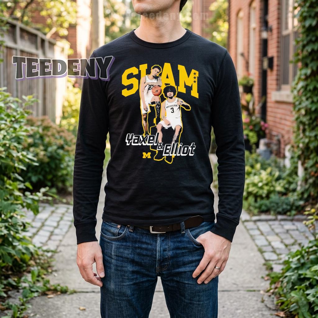 Michigan Wolverines Slam Yaxel And Elliot Basketball Long Sleeve Michigan Wolverines Slam Yaxel And Elliot Basketball Long Sleeve