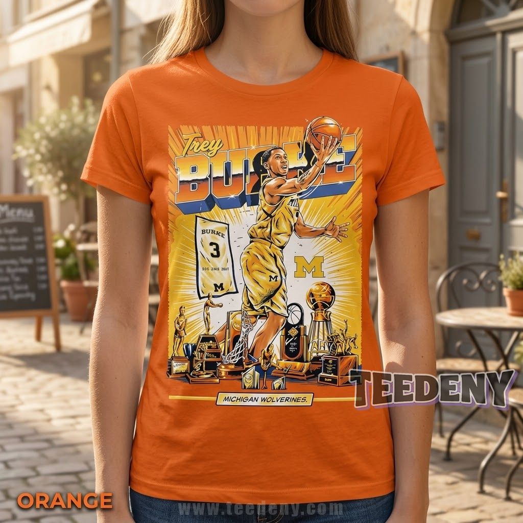 Michigan Wolverines Trey Burke 3 Basketball Trophy Comic Retro T-Shirt