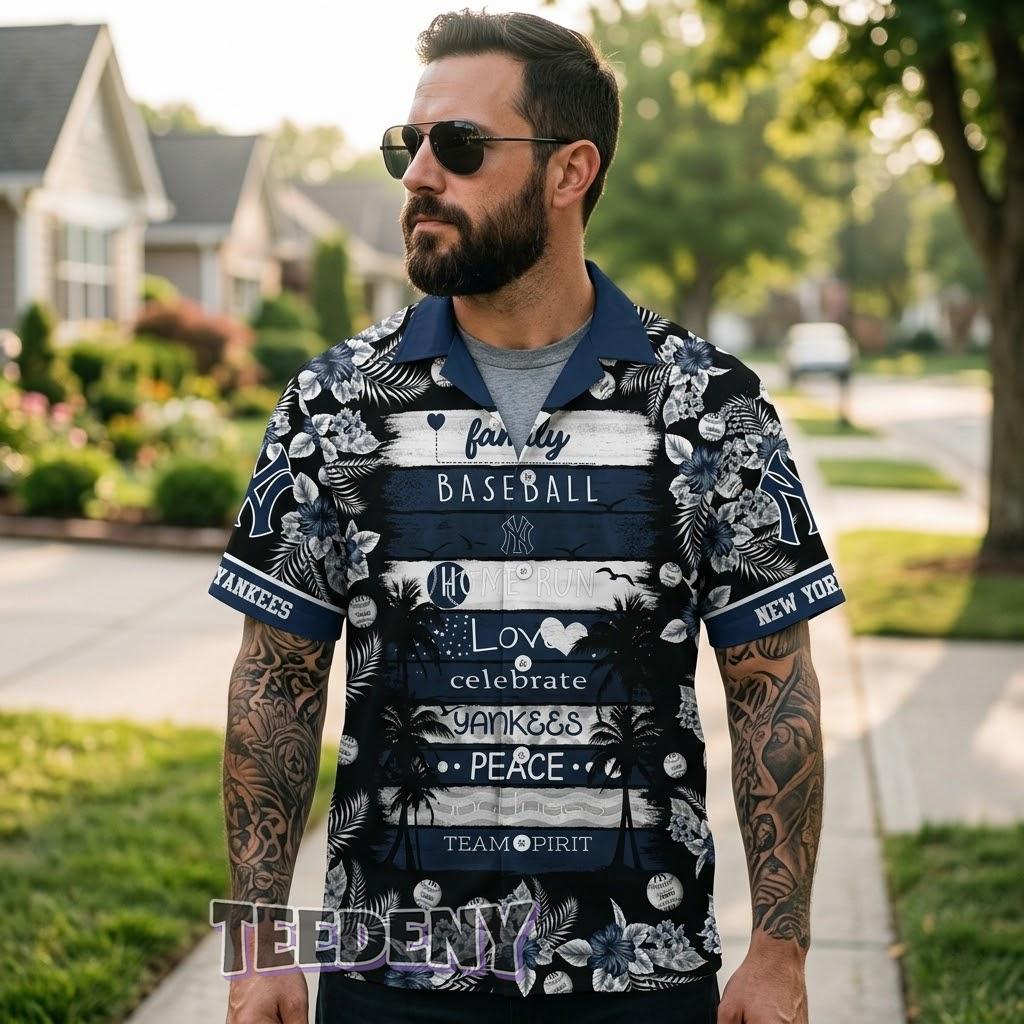 New York Yankees Family Spirit Hawaiian Shirt Front