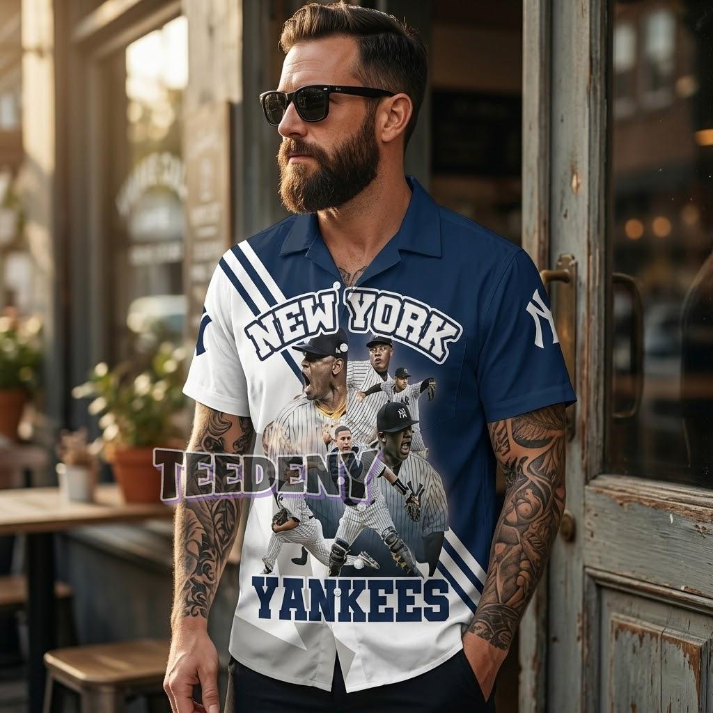 New York Yankees Multi Player Button-Up Shirt Front