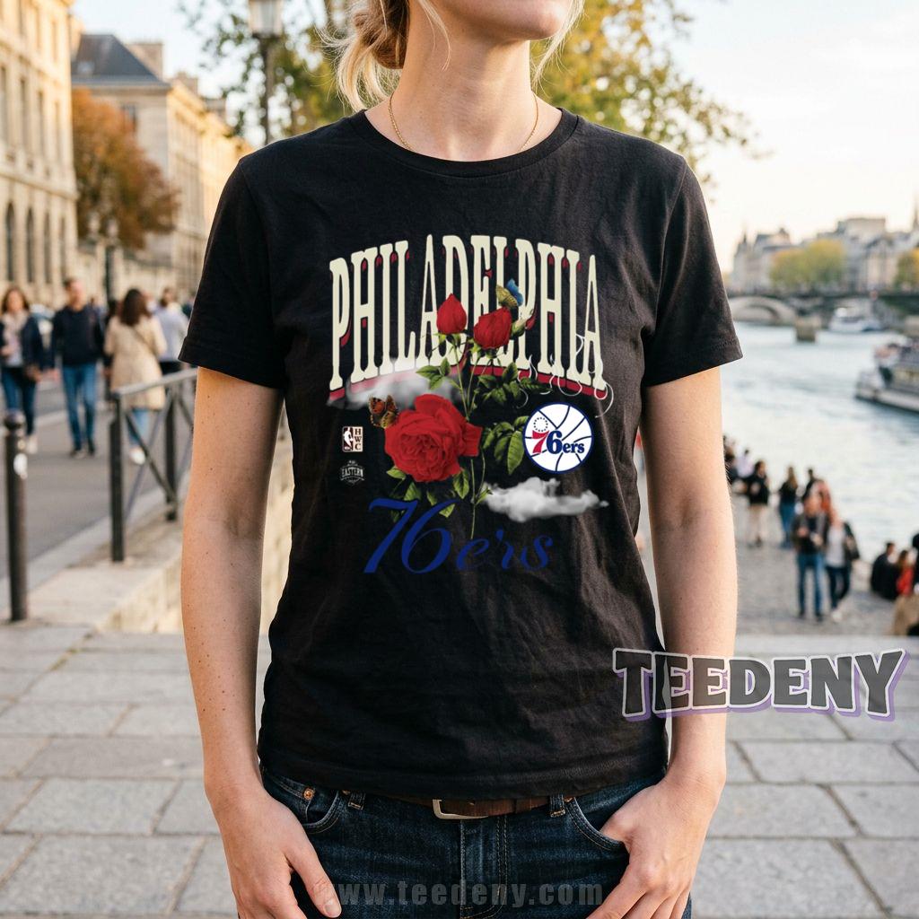 Philadelphia 76ers Floral Rose Vintage Style NBA Basketball T-Shirt
