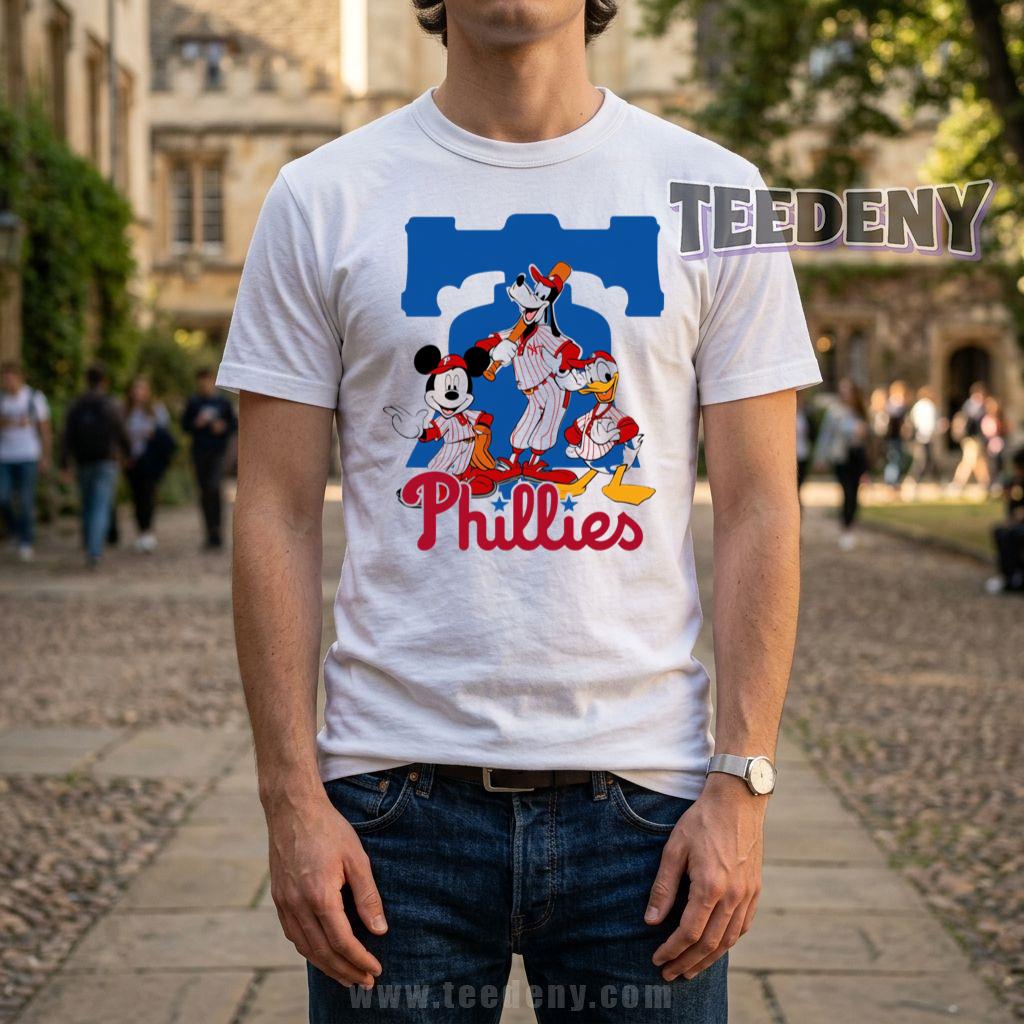 Philadelphia Phillies Mickey Mouse Goofy Donald Duck Baseball T-Shirt