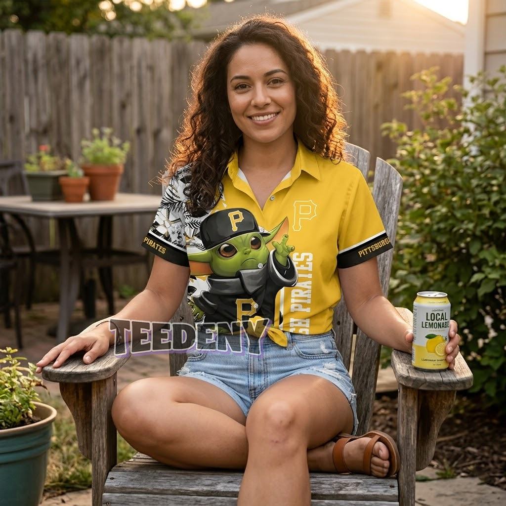 Pittsburgh Pirates Baby Yoda Tropical Shirt Front