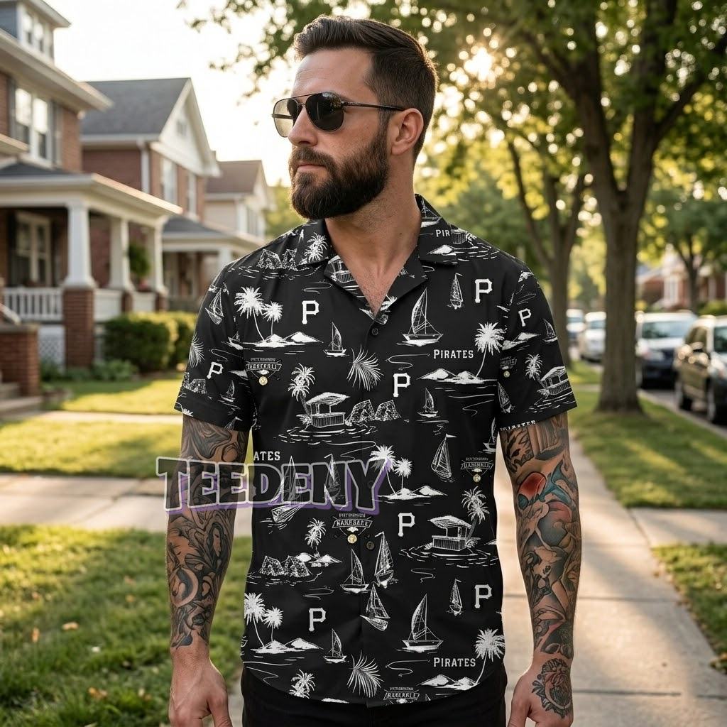 Pittsburgh Pirates Sailboat Island Hawaiian Shirt Front