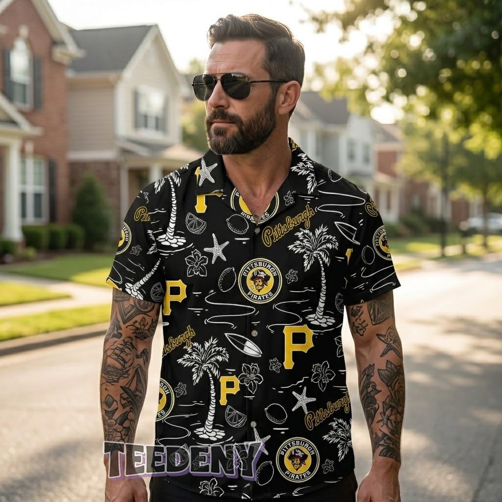 Pittsburgh Pirates Starfish Surfboard Hawaiian Shirt Front