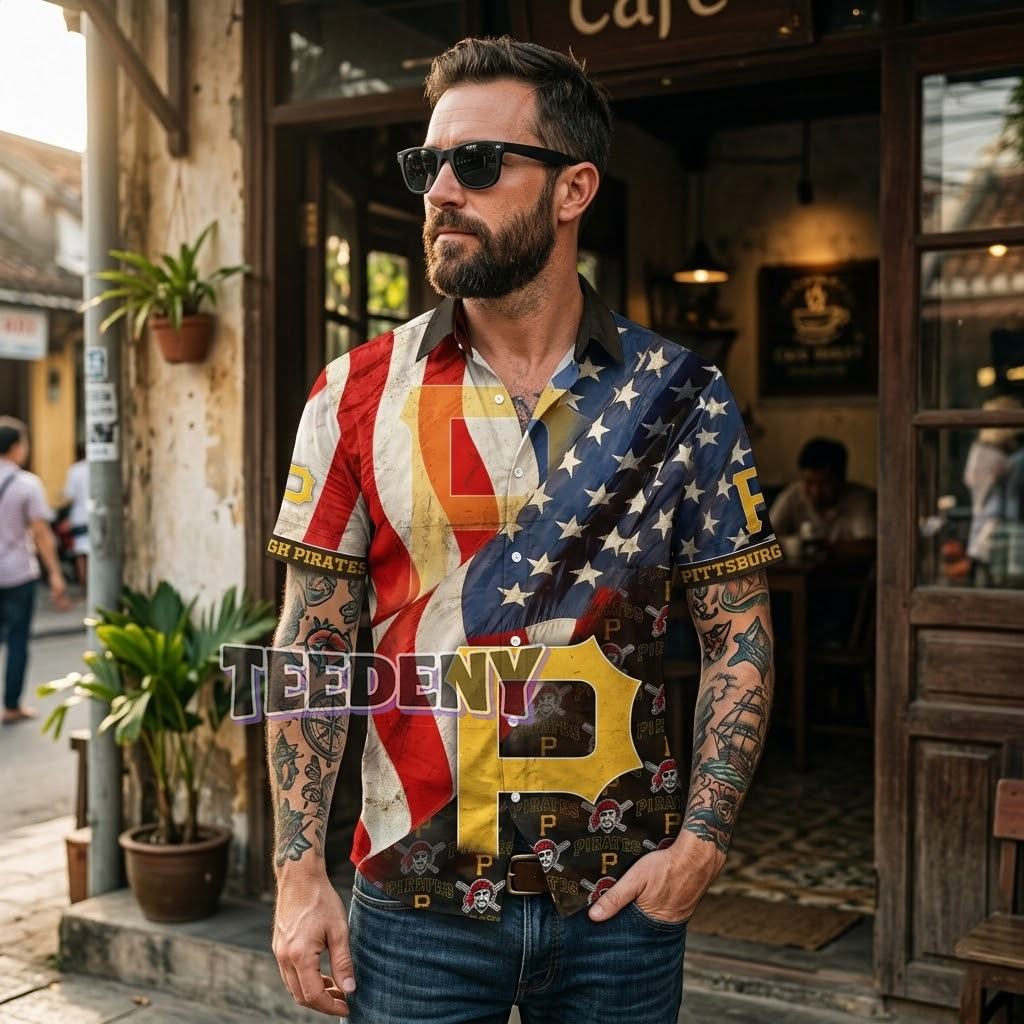 Pittsburgh Pirates Stars Stripes Patriotic Hawaiian Shirt Front