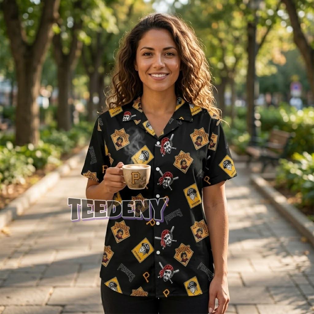 Pittsburgh Pirates Vintage Logo All Over Hawaiian Shirt Front