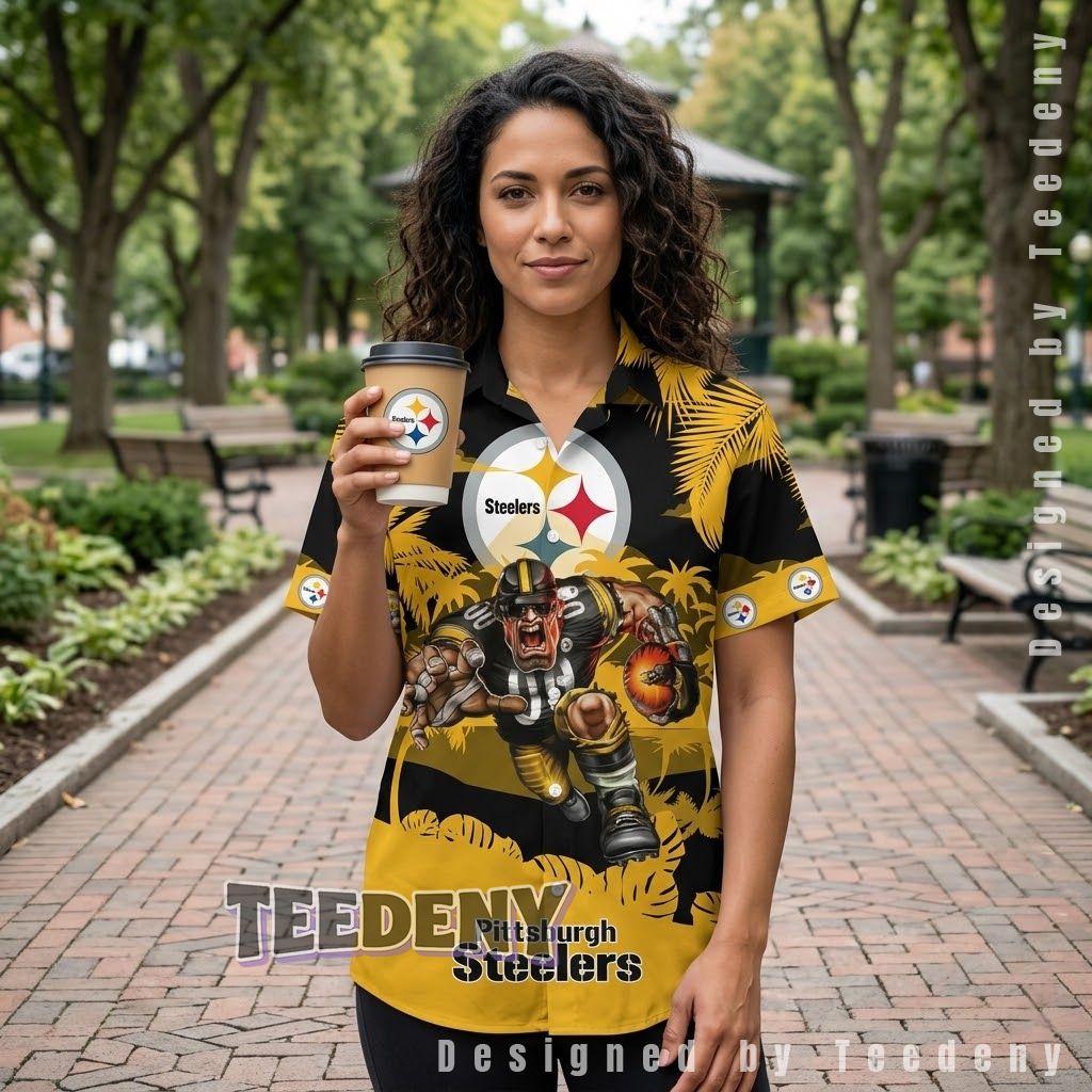 Pittsburgh Steelers Mascot Helmet Aloha Shirt 1