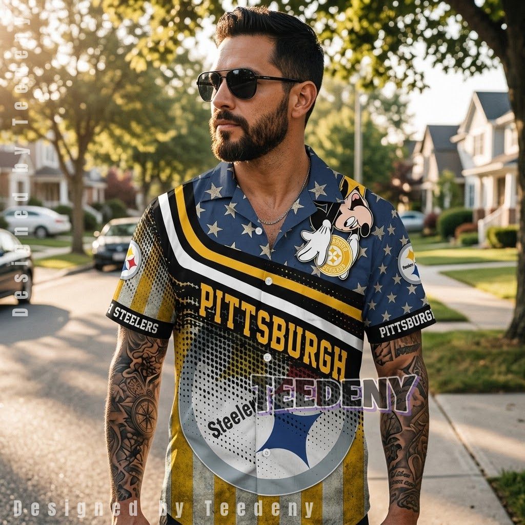 Pittsburgh Steelers Mickey Stars Beach Shirt 1