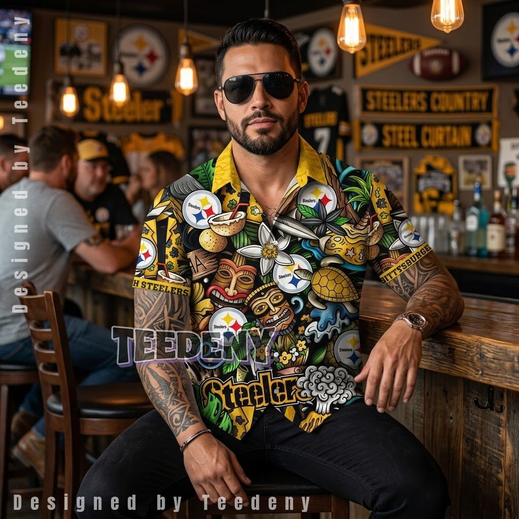 Pittsburgh Steelers Tiki Volcano Hawaiian Shirt 1