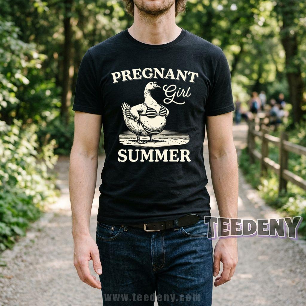 Pregnant Girl Summer Funny Goose Bikini Beach Humor Graphic T-Shirt