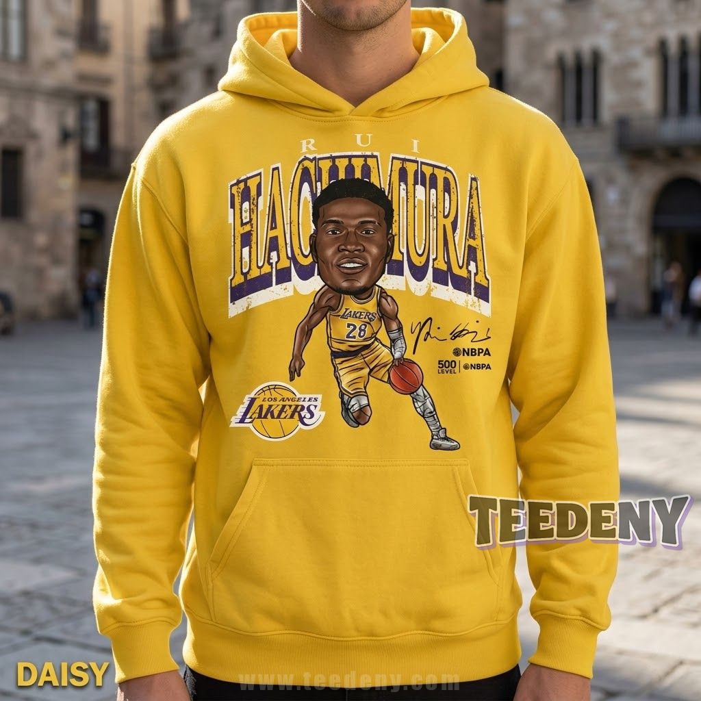 Rui Hachimura Los Angeles Lakers Cartoon Graphic Hoodie Rui Hachimura Los Angeles Lakers Cartoon Graphic Hoodie