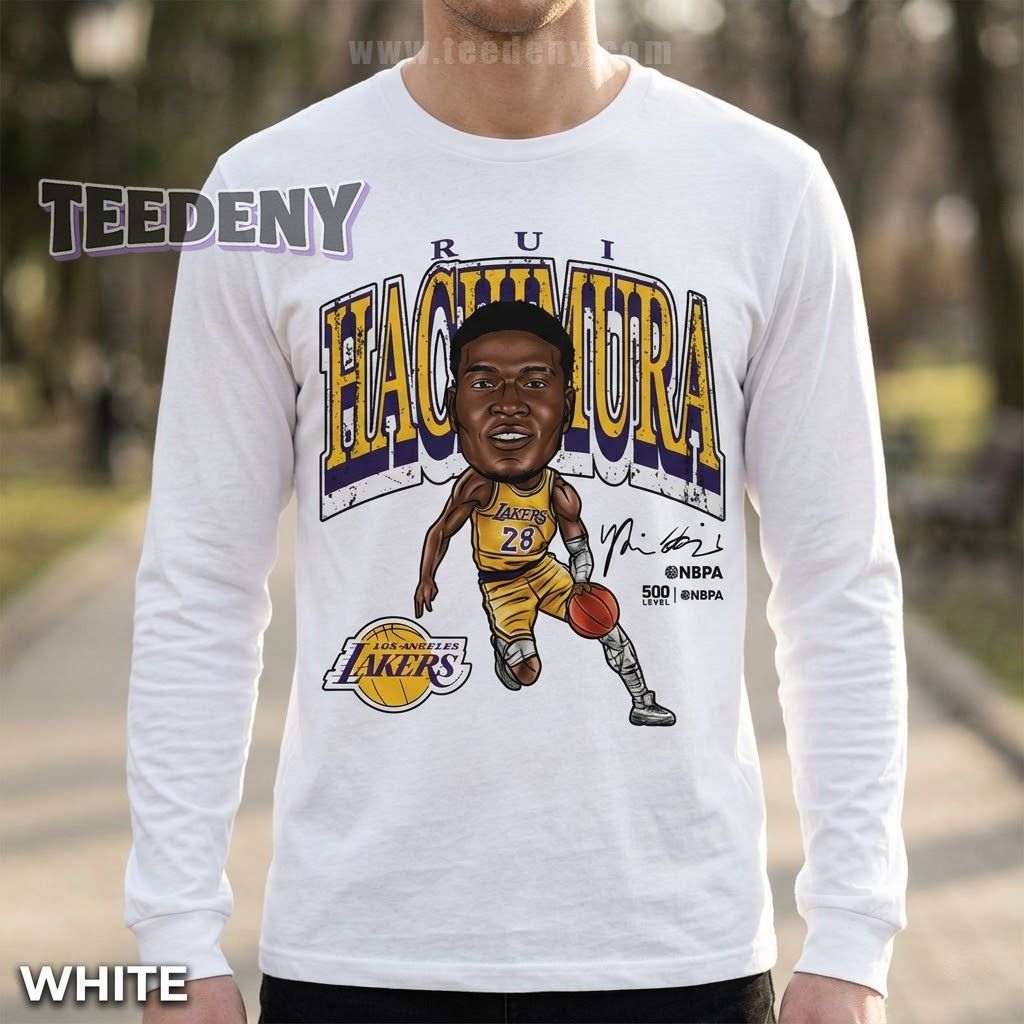 Rui Hachimura Los Angeles Lakers Cartoon Graphic Long Sleeve Rui Hachimura Los Angeles Lakers Cartoon Graphic Long Sleeve