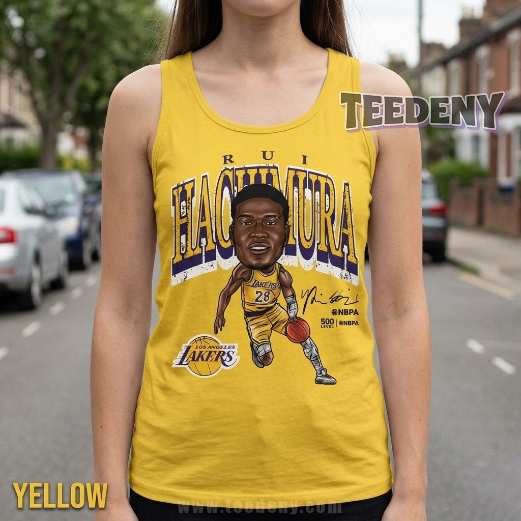 Rui Hachimura Los Angeles Lakers Cartoon Graphic Tanktop Rui Hachimura Los Angeles Lakers Cartoon Graphic Tanktop