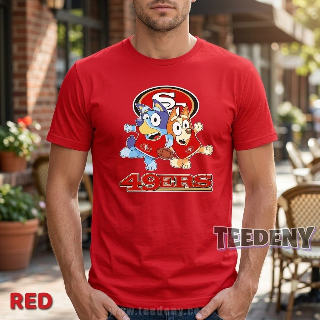 San Francisco 49ers Bluey and Bingo Holding Hands Shirt