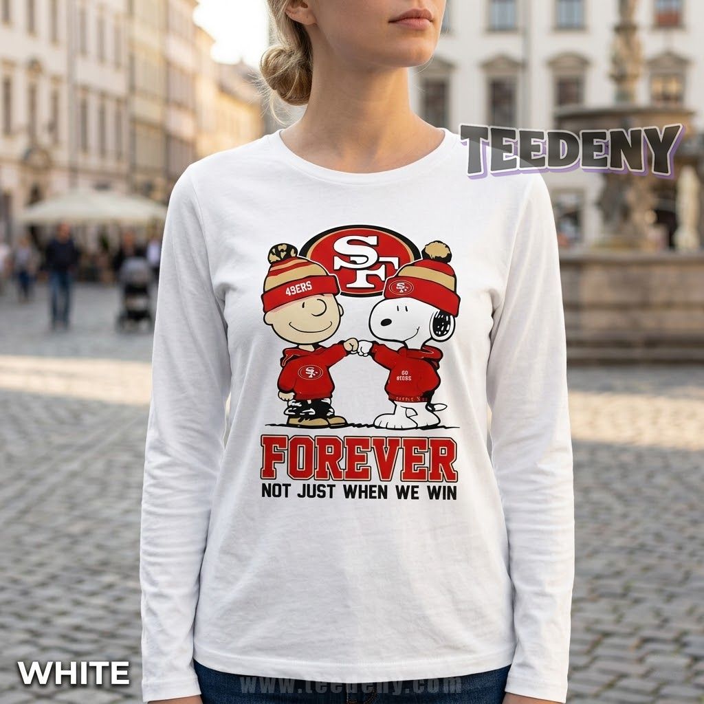 San Francisco 49ers Charlie Brown And Snoopy Together Long Sleeve San Francisco 49ers Charlie Brown And Snoopy Together Long Sleeve