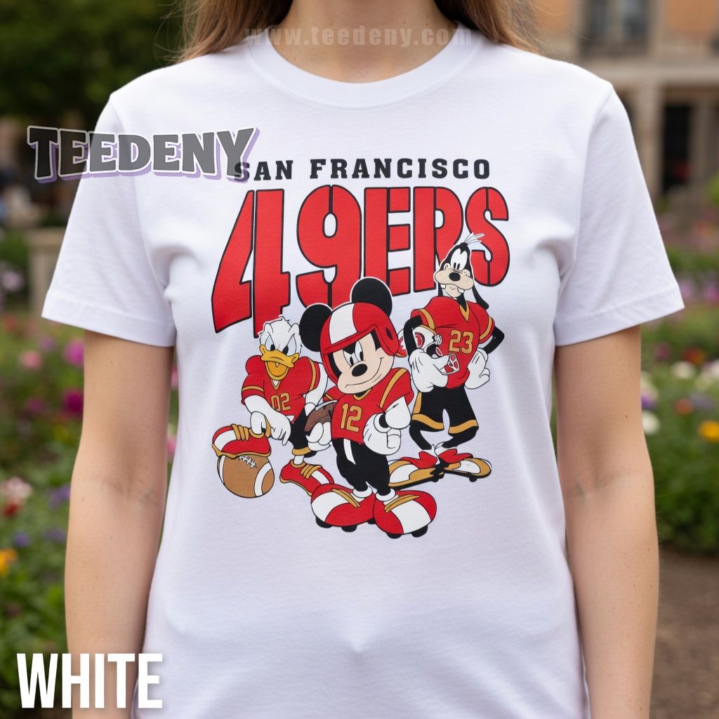 San Francisco 49ers Disney Characters Mickey Donald Goofy Shirt