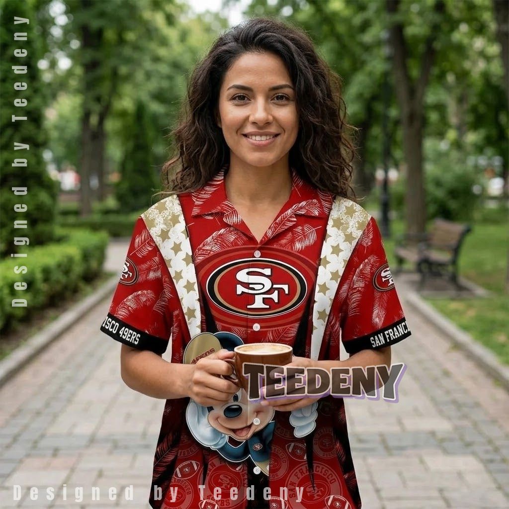 San Francisco 49ers Mickey Mouse Hawaiian Shirt Front