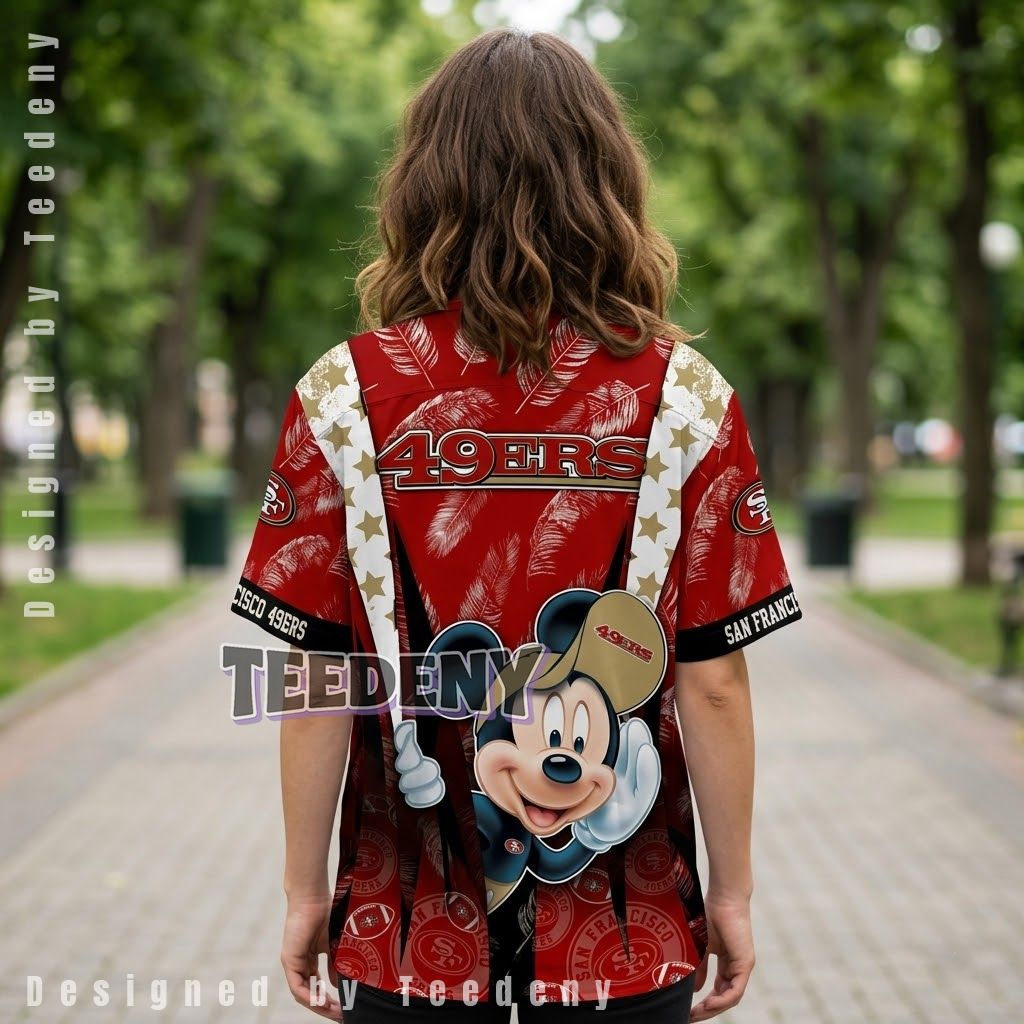 San Francisco 49ers Mickey Mouse Hawaiian Shirt Back San Francisco 49ers Mickey Mouse Hawaiian Shirt Back