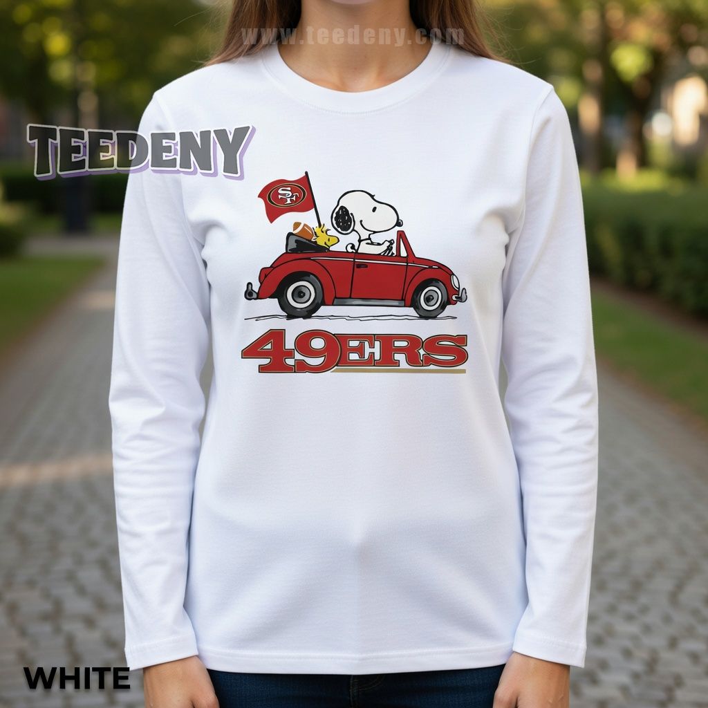 San Francisco 49ers Snoopy Driving Car Long Sleeve San Francisco 49ers Snoopy Driving Car Long Sleeve
