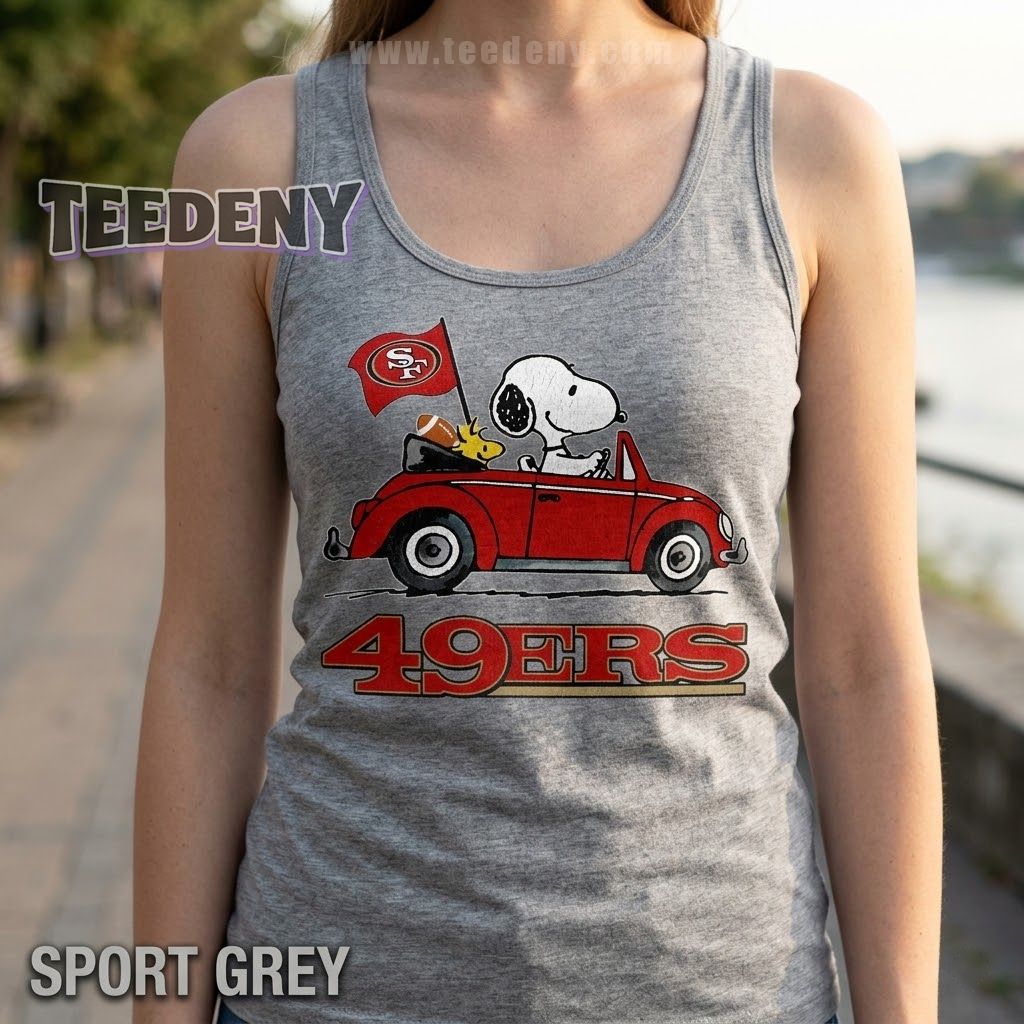 San Francisco 49ers Snoopy Driving Car Tanktop San Francisco 49ers Snoopy Driving Car Tanktop