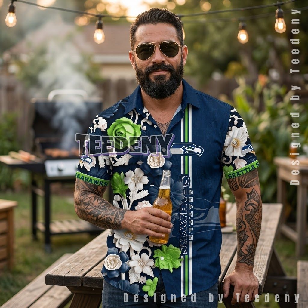 Seattle Seahawks Rose Garden Aloha Shirt Front