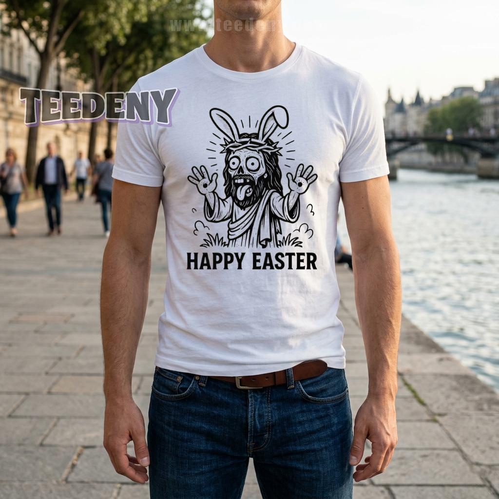 Zombie Jesus Bunny Happy Easter Shirt Funny Horror Religious