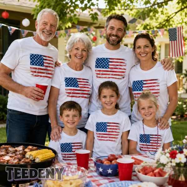 Matching Patriotic Family Shirts For Summer BBQ